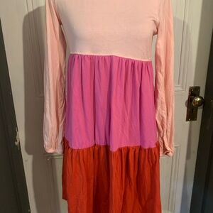 Hanna Anderson‎ Girls SZ 12 Color Block Dress Long Sleeve Cotton